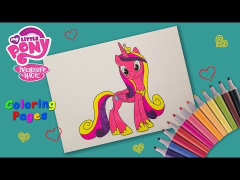 Coloring Princess Cadance. My little pony coloring book. Coloring for kids. Video