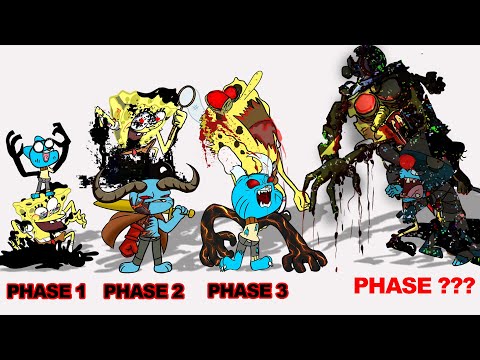 FNF comparison Battle Pibby Gumball  & VS Pibby SpongeBob -ALL Phases of FNF Animation