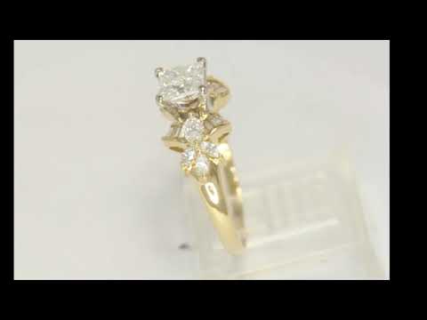 1.45CTW diamond engagement ring 18K YG 1.01CT princess marquise baguettes sz 8 - 27799