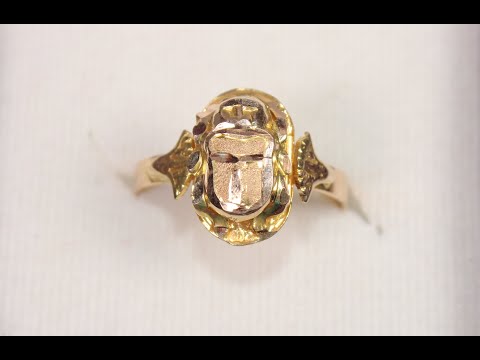 Egyptian Elegant Scarab Ring Gold 18K Stamped Charm Pharaonic 2.3 Gr all sizes