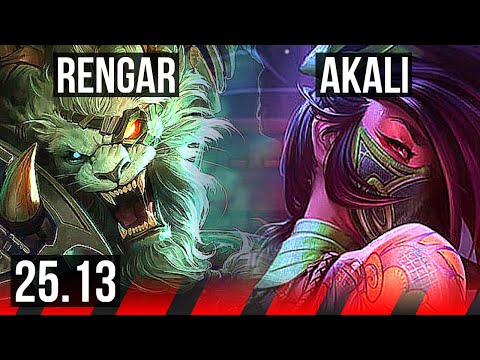 RENGAR vs AKALI (TOP) | Godlike | NA Grandmaster | 25.13