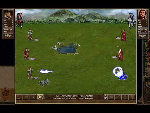 Heroes III HotA - Pirates (9999 each) vs Warlocks (9090 each)