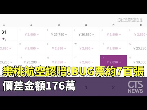 樂桃航空認賠！BUG票約750張 價差金額176萬