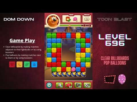 Toon Blast 🟥🟨🟦 / Level 696 / Dom Down