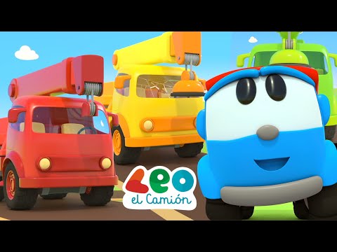 Leo el Camión - Aprende los colores con gruas y los robots - Carritos para niños