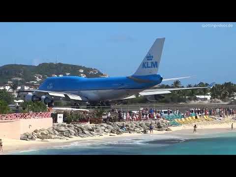KLM jet blast at Maho Beach, St. Maarten