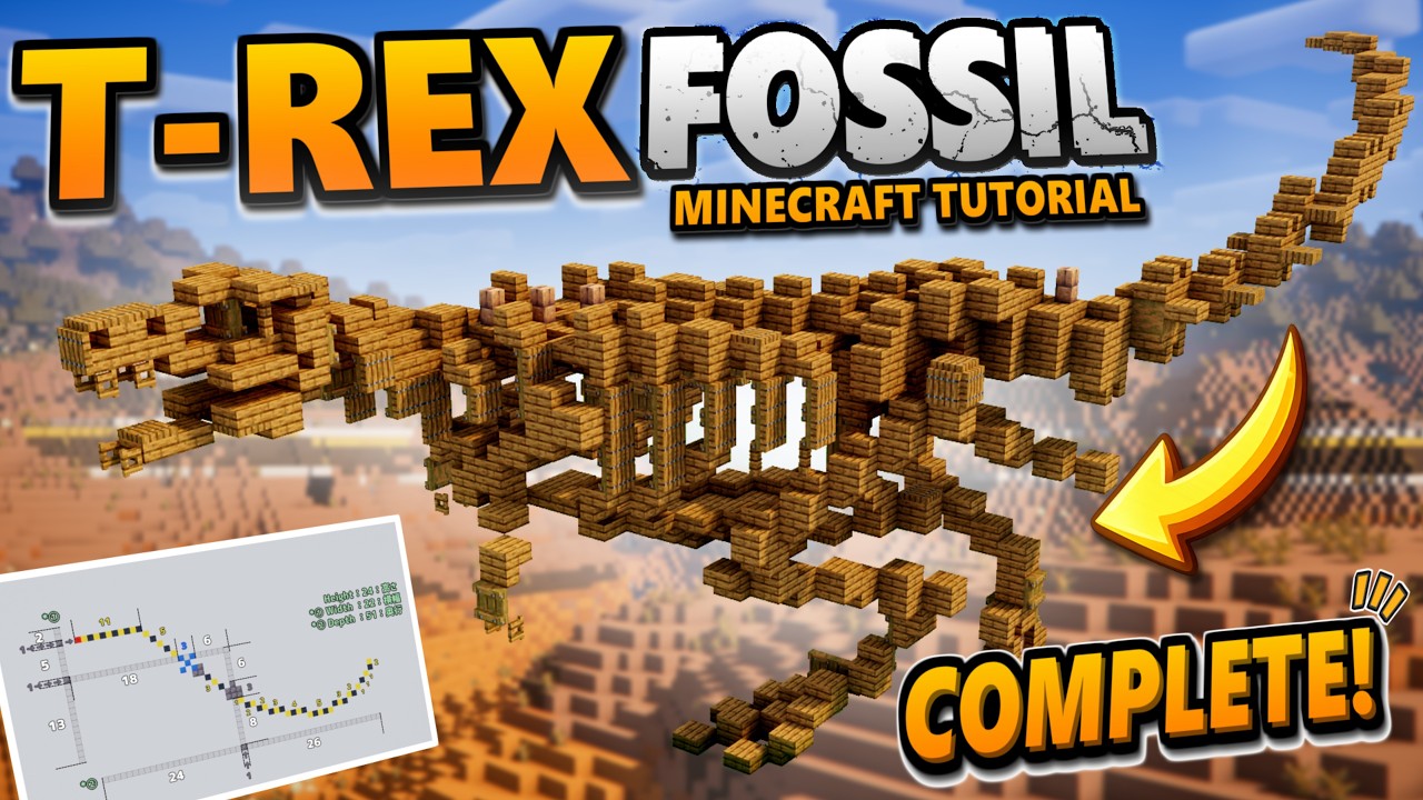 How to Build a Tyrannosaurus Fossil in Minecraft (Realistic)