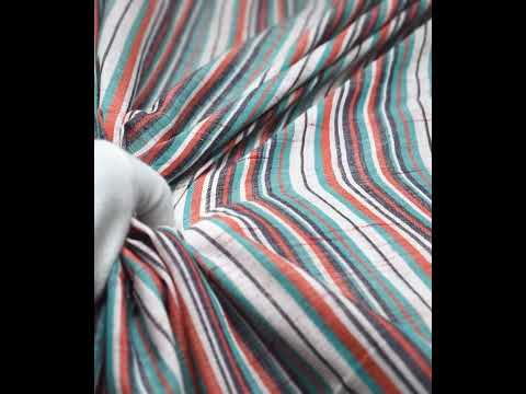 Stripe Multicolor Futki Khadi Cotton 85 GSM Handwoven Fabric — video