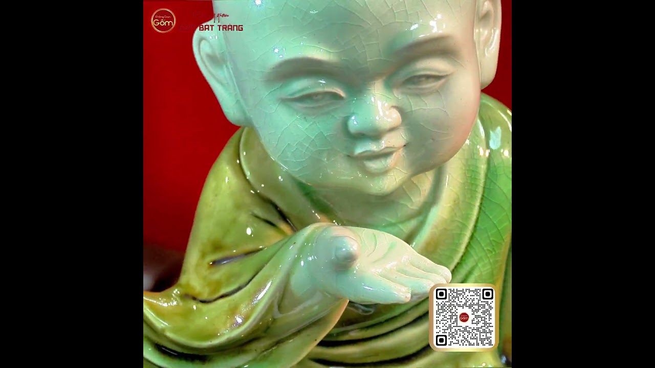 Tượng Chú Tiểu Men Xanh Ngọc