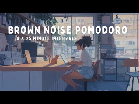 4 Hour Pomodoro | 25 Minute Intervals | with BROWN NOISE for ADHD Focus 🎧✨