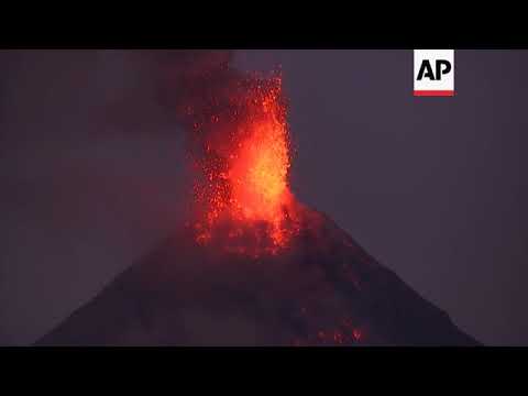 Philippines' volcano spews fountains of lava