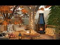 Autumn Cozy Ambience on Treehouse Porch with Falling Leaves, Birdsong, Fireplace and Fall Vibes