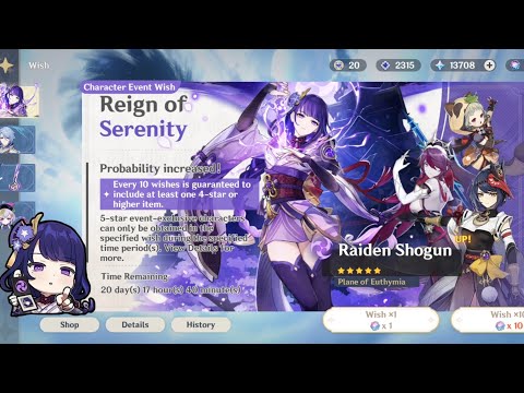 Pulling for Raiden Shogun as F2P, but hard pity.