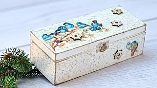 Decoupage  pudełko z ptaszkami - tutorial DIY