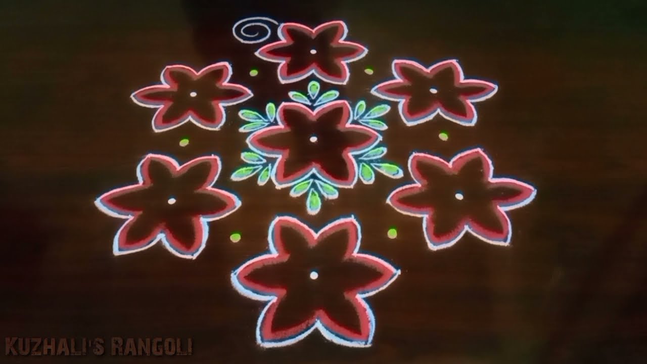 simple 11 dot kolam design by kuzhali rangoli