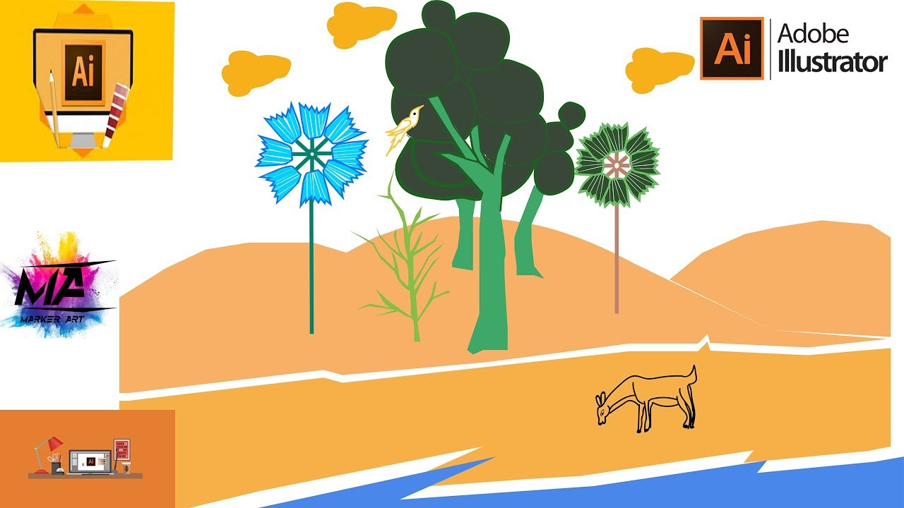 adobe illustrator vector forest drawing{ adobe illustrator]