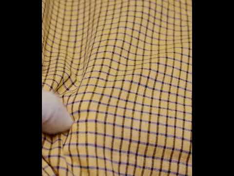 Check Yellow Blue Black Pure Cotton 98 GSM Handwoven Fabric — video