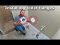How to install a toilet flange! Plus finishing up the bathroom flooring! #543