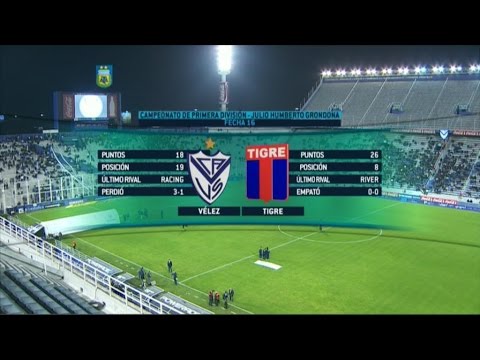 Fútbol en vivo. Vélez - Tigre. Fecha 16 del torneo de Primera División. FPT.‏