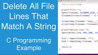 Delete All File Lines That Match A String | C Programming Example