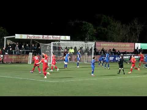 The two Banbury goals against Leamington on Tuesday viewed from Clubhouse side