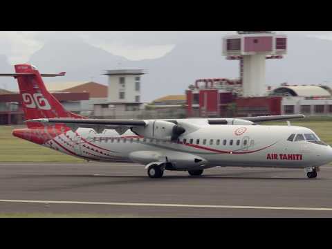 Air Tahiti (F-ORVT). Special "tatau" livery landing in Tahiti (NTAA). 08/10/2017