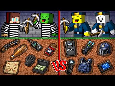 JJ & Mikey vs Carrie & Banana CRIMINAL vs POLICE Mine Battle in Minecraft