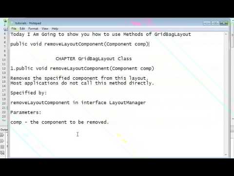 Java Programming Tutorial Gridbaglayout 16 Public Void Removelayoutcomponentcomponent Comp
