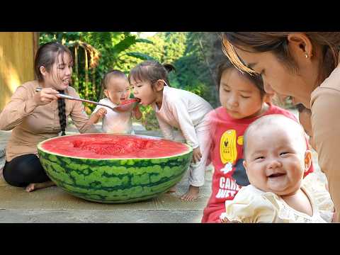 Harvesting 250kg+ giant watermelon for sale — Buying beautiful clothes for Nhi, Khoi & baby Tuyet