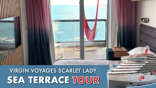 Virgin Voyages Scarlet Lady: Central Sea Terrace balcony cabin tour (10222Z)