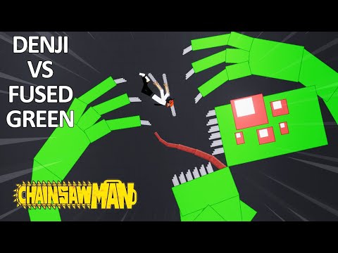 CHAINSAW MAN vs FUSED GREEN - Rainbow Friends - People Playground