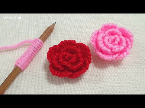 Super Easy Woolen Flower Making - Amazing Hand Embroidery Designs - Sewing Tips and Trick -DIY Craft