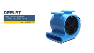 Floor Air Fan and Blower - Portable with Timer - 3-Speed SKU #D1146637