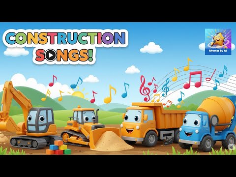 Construction Vehicles Song | Excavator, Dump Truck, Bulldozer & More! | Kids Songs by Rhymes by AI