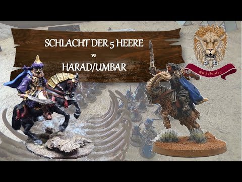 SCHLACHT DER 5 HEERE vs HARAD/KORSAREN - 600 PKT - Nebel des Krieges -Mittelerde/Herr der Ringe