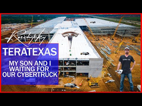 #GigaTexas TeraTexas Tesla 4680 Factory Construction Update: My Son and I waiting for our Cybertruck