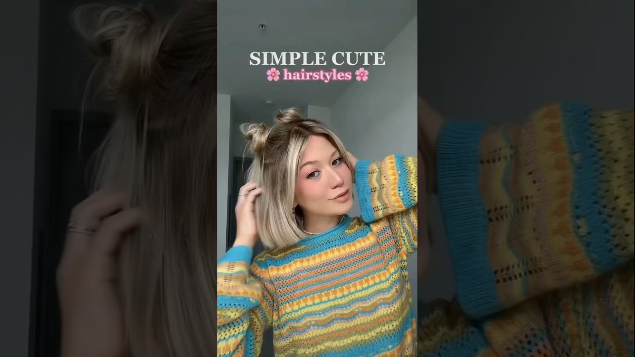 Space Buns 🛸 #hair #hairstyle #tutorial #shorthair #hack
