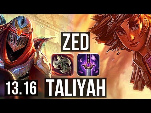 ZED vs TALIYAH (MID) | 10/0/2, 2.6M mastery, 7 solo kills, Legendary | EUW Master | 13.16