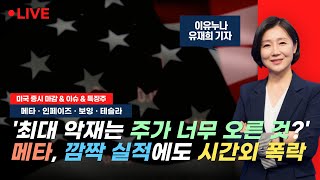 [미국 마감] '최대 악재는 주가 너무 오른 것?'...메타, 깜짝 실적에도 시간외서 폭락 / 테슬라, 모델2 가속화에 급등...월가는 "글쎄" 📢이유누나 라이브 (240425)