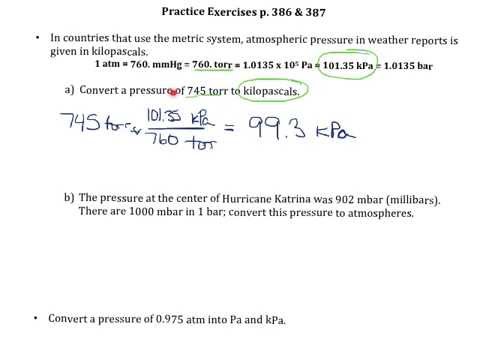 Practice Exercises p 386 387 Pressure Unit Conversions
