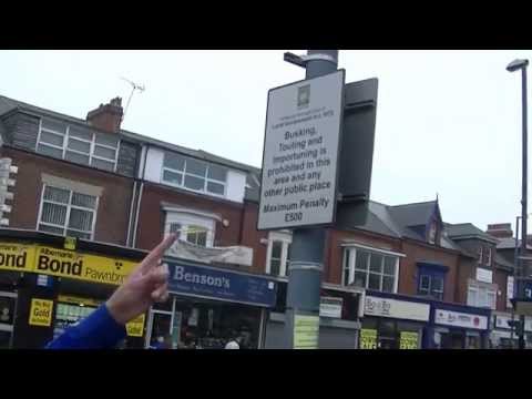 Hartlepool- The 'no busking' sign.