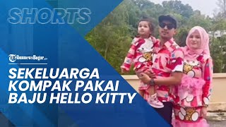 Viral Sekeluarga Kompak Pakai Baju Kartun Hello Kitty setiap Lebaran, Sang Suami Dukung Sepenuhnya