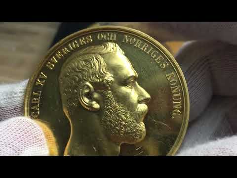 Karl XV 1859-1872, Guldmedalj 1871 i 40 dukaters vikt - UNIK I PRIVAT ÄGO - graverad av Lea Ahlborn