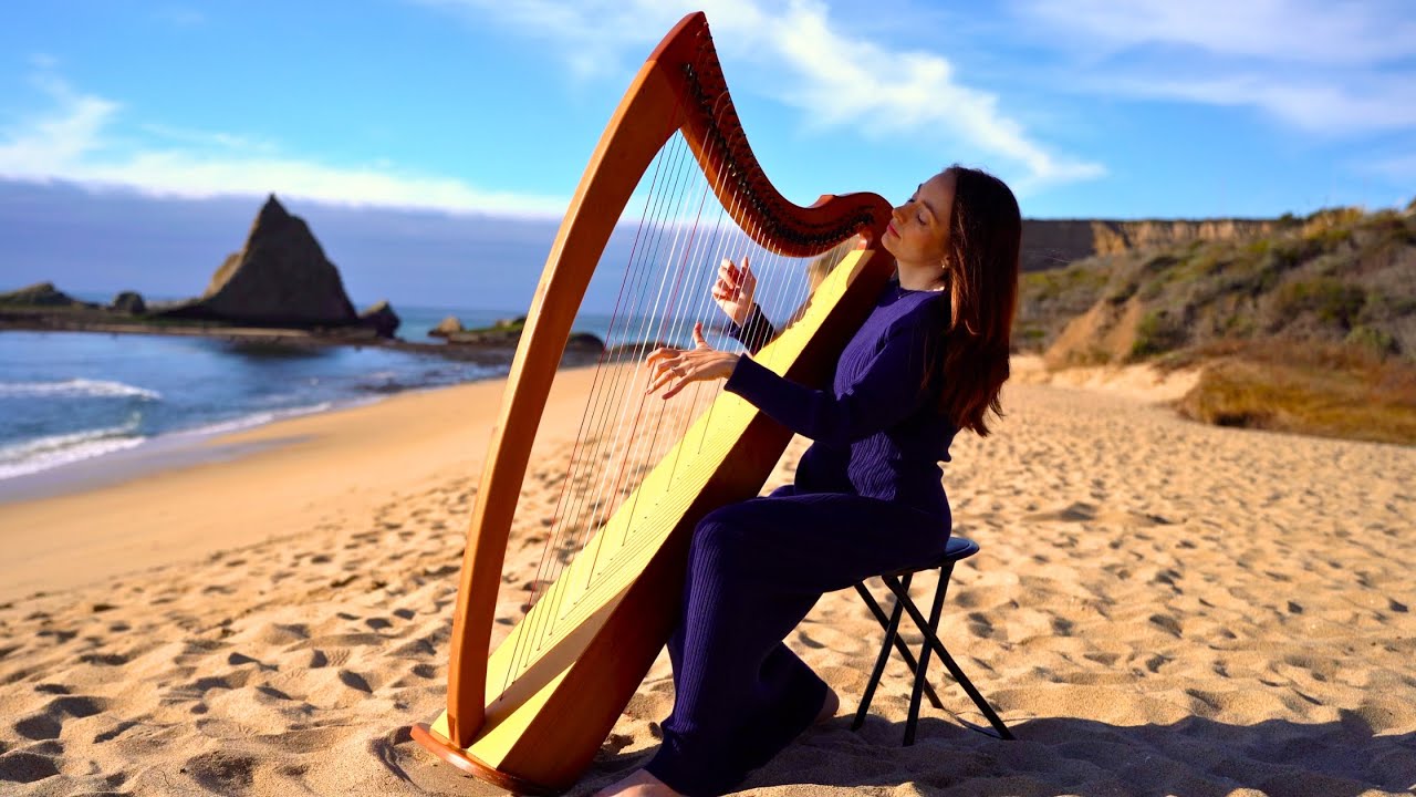 1 Hour of Peaceful Ocean Harp Music | Sarah Bhalla
