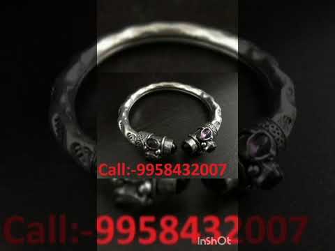 Round party german silver 8 stone adjustable size bangle for...