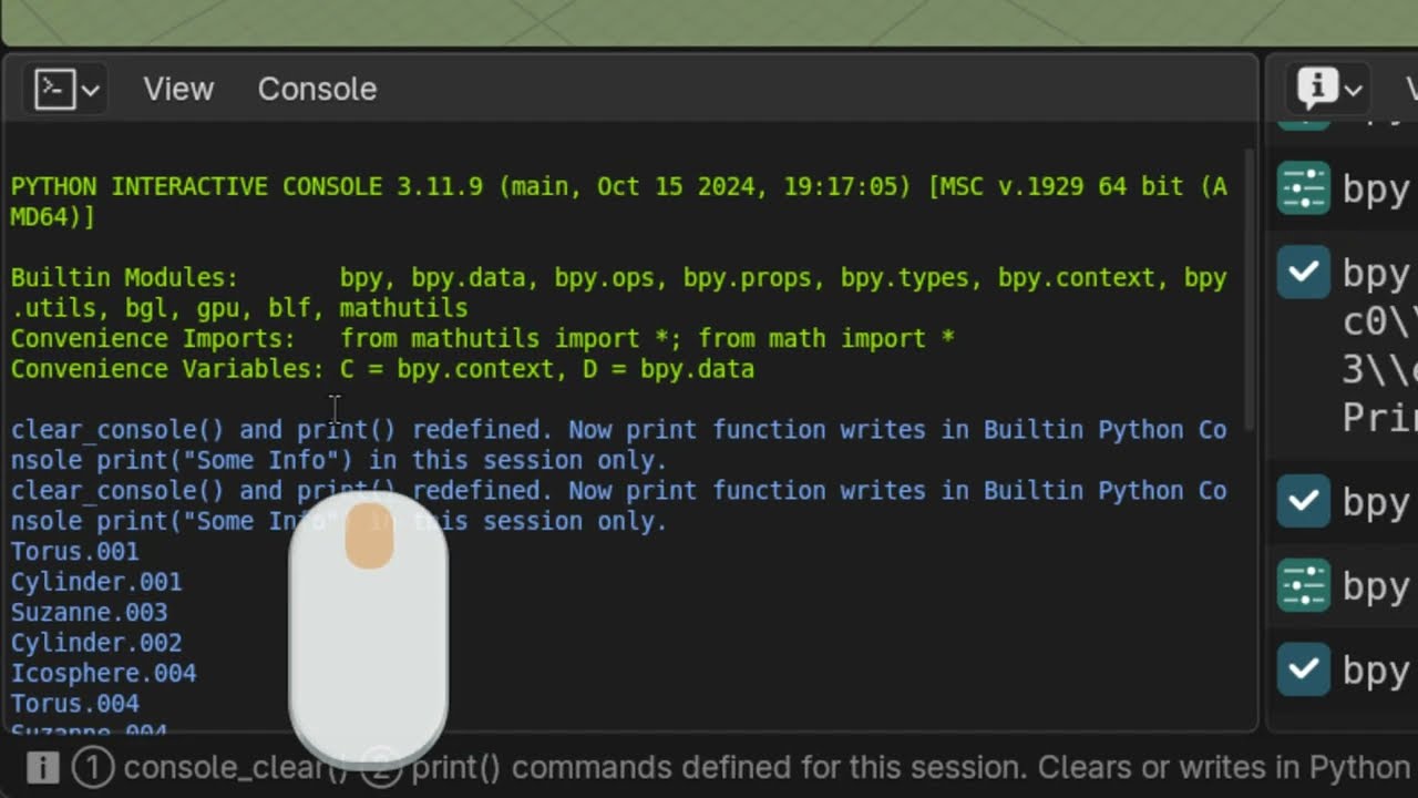 ▶Print To Python Console in Blender