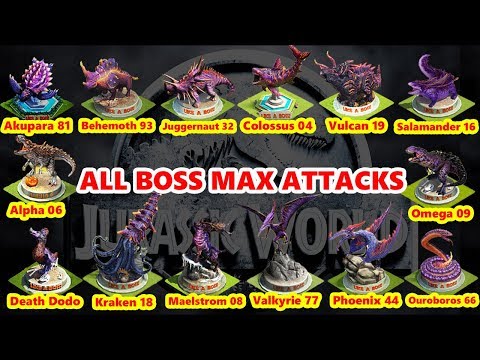Jurassic World - ALL BOSSES MAX ATTACKS!!!