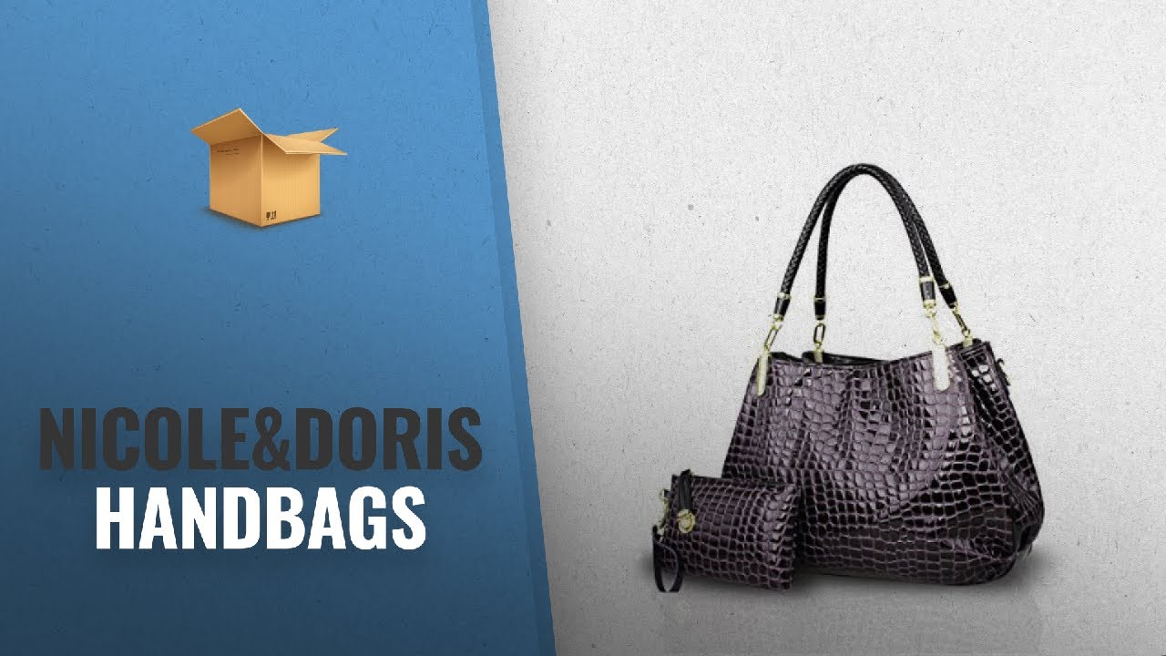 Top 10 Nicole&Doris Handbags [2018 Best Sellers]: Nicole&Doris New Crocodile Grain PU Leather