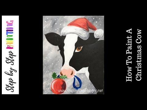 How to Paint a Christmas Cow With Acrylics Beginner Painting Tutorial