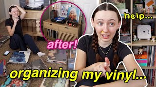 ORGANIZING MY VINYL RECORDS! (cleaning, sorting, + decorating my setup)
